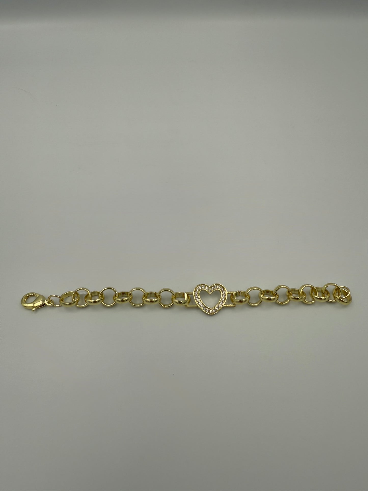Pulsera Belcher con corazón de amor bañada en oro para niños