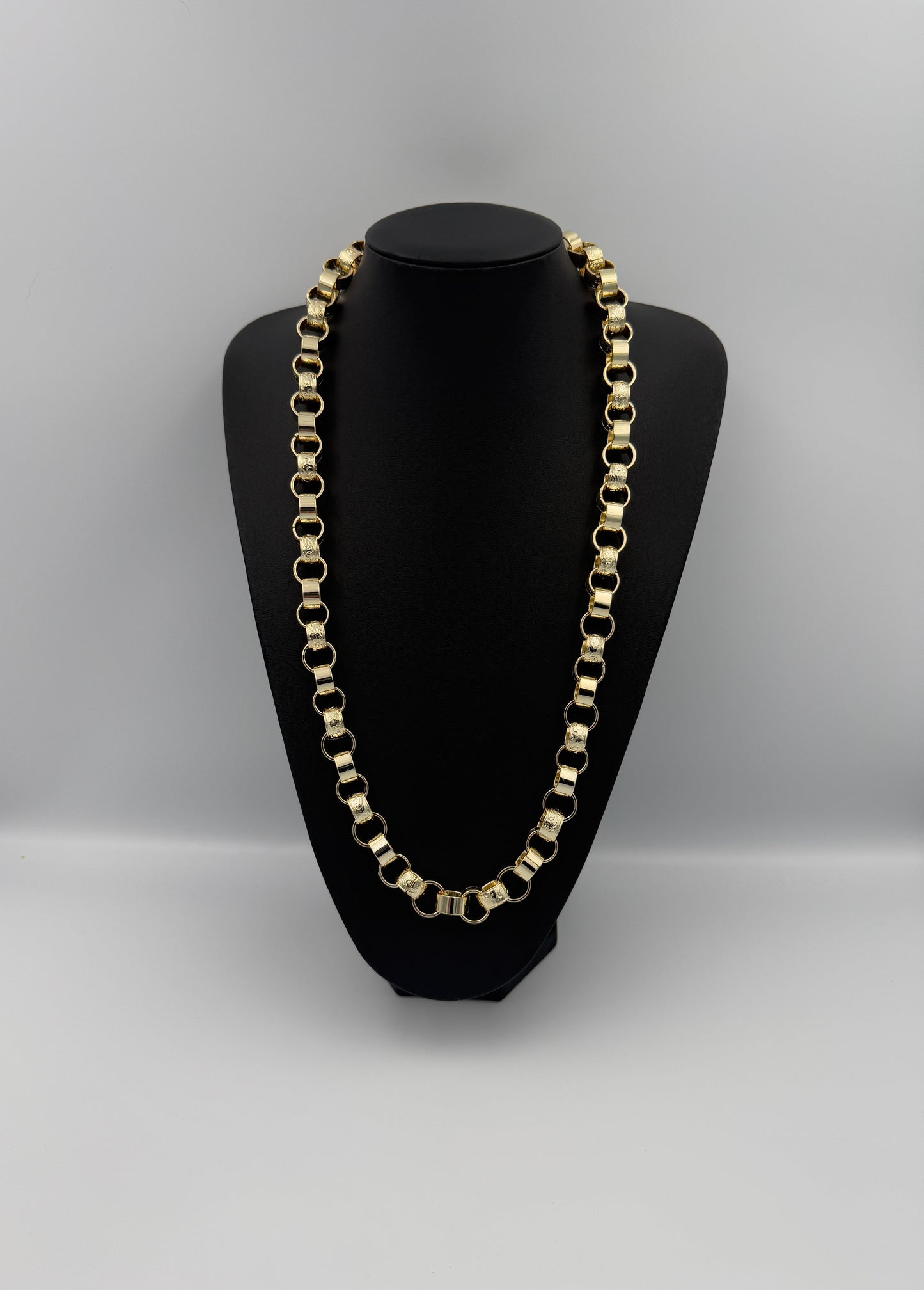 Cadena Belcher de 14 mm rellena de oro de 9 quilates