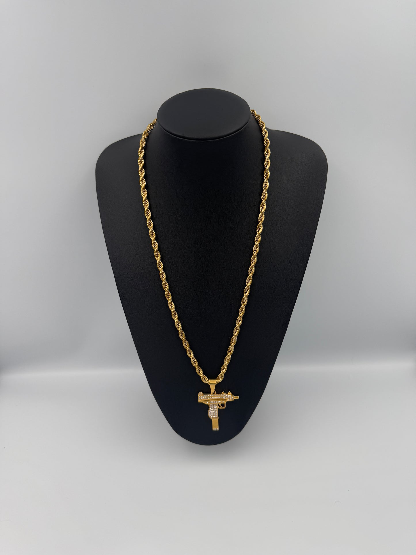 9ct Gold filled Mac-10 Pendant on a 6mm Rope Chain
