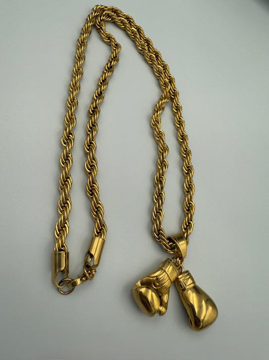 9ct Gold Filled Boxing Glove Pendant on a 6mm Rope Chain