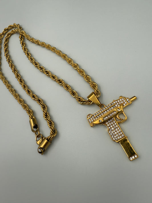 9ct Gold filled Mac-10 Pendant on a 6mm Rope Chain